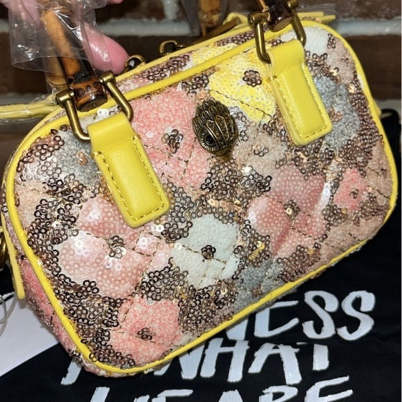 Kurt Geiger Extra Small Kensington Bamboo Handle Sequin Crossbody Bag Purse - Picture 6 of 11
